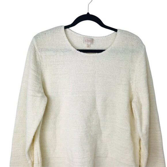 Cleo Knit Cream Scoop Neck Wool blend Pullover jumper sweater women size L - Picture 2 of 11